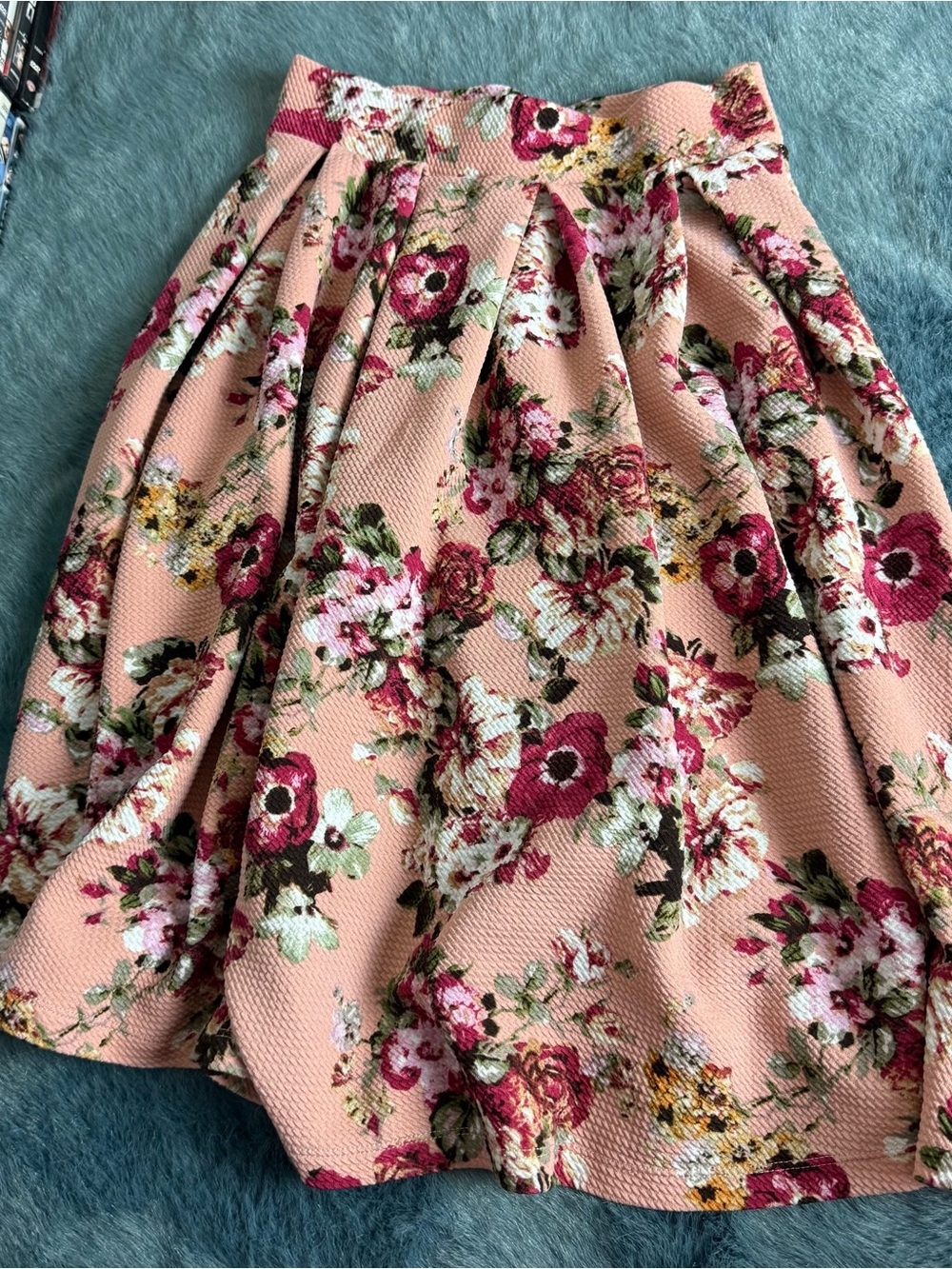 Haute Monde Peach Floral Circle Skirt with Pink & Green Accents